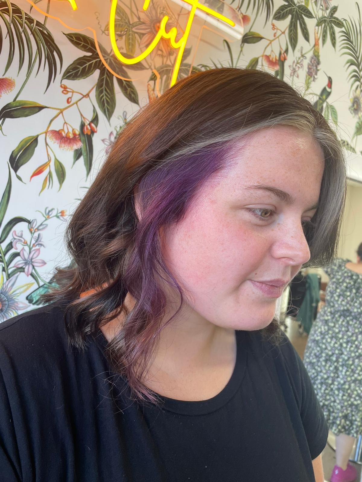 Purple, blonde and brunette