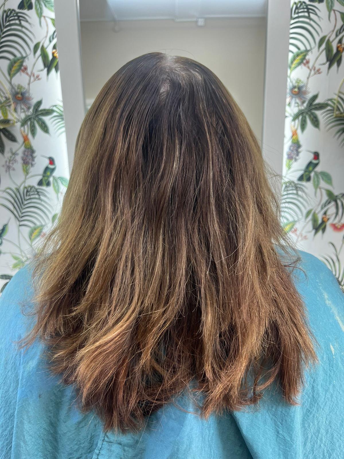 before hair colour and extensions