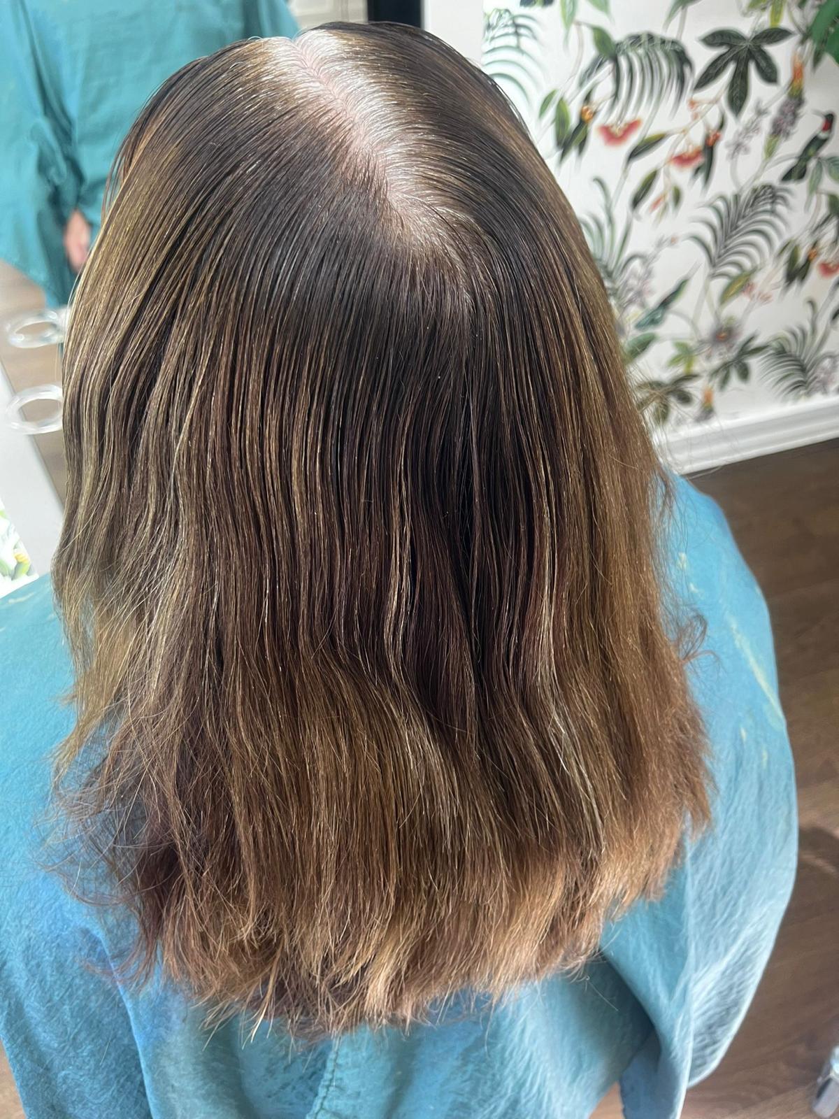 Before colour and hair extensions